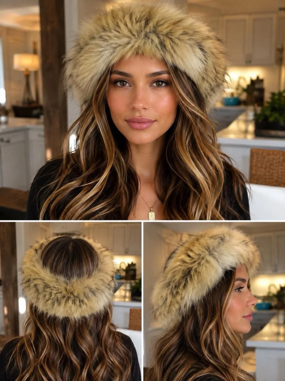 Donna Salyers Fabulous Furs Arctic Fox Faux Fur Halo Headband Ear Warmer NWT